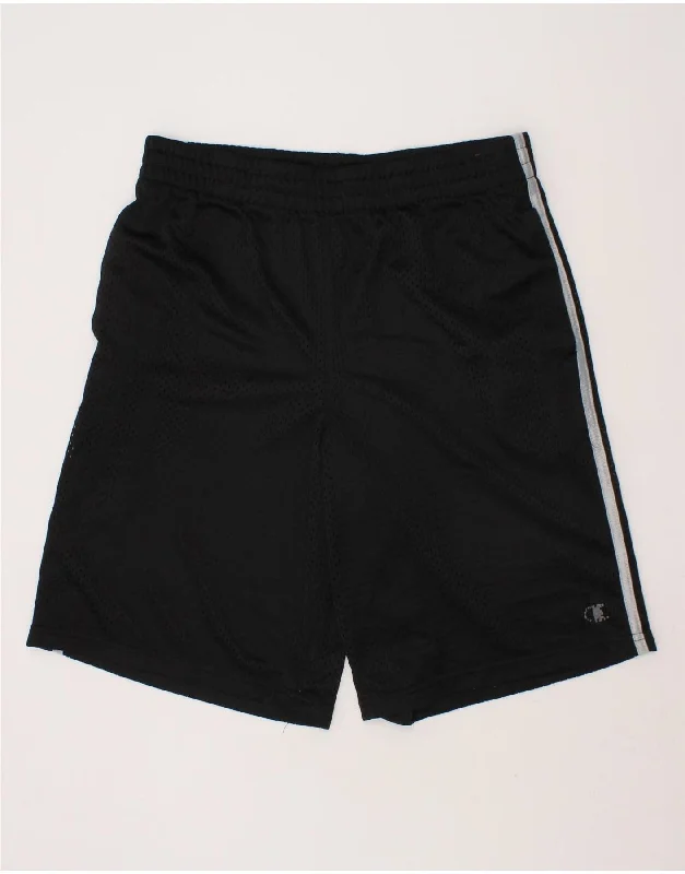 CHAMPION Boys Sport Shorts 10-11 Years  Black Polyester