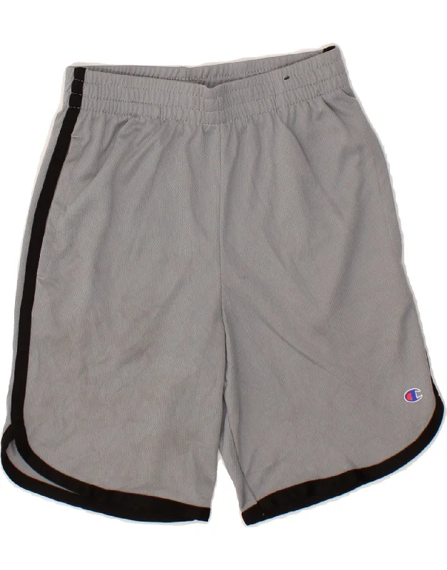 CHAMPION Boys Sport Shorts 10-11 Years Grey Polyester