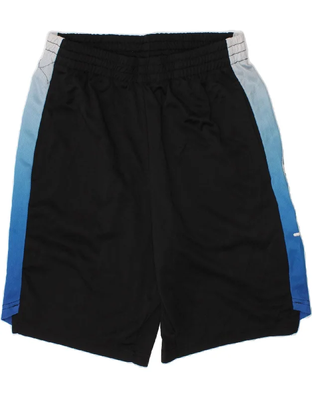 CHAMPION Boys Sport Shorts 9-10 Years Large  Black Colourblock Polyester