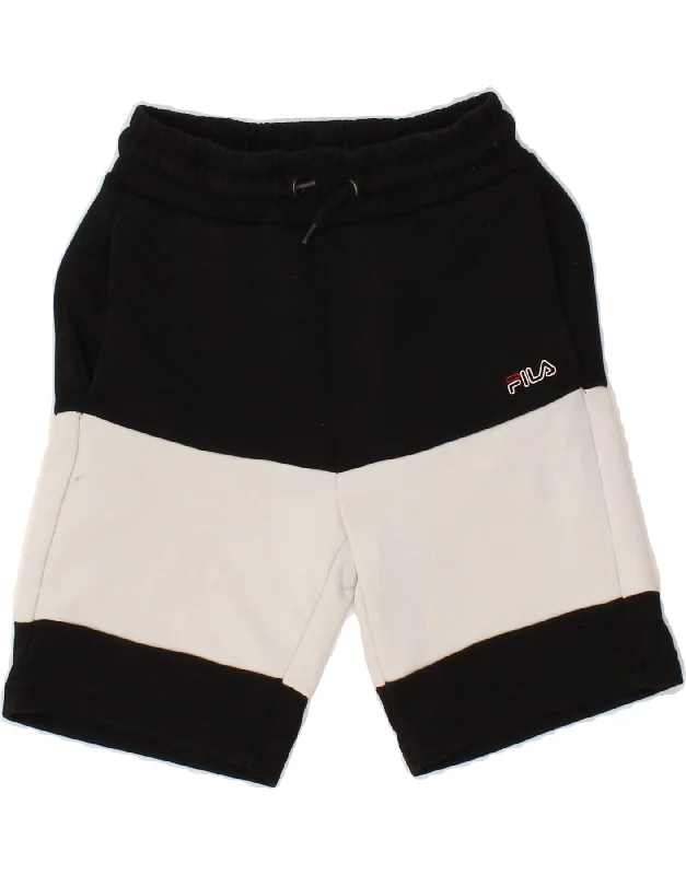 FILA Boys Sport Shorts 9-10 Years Black Colourblock Cotton