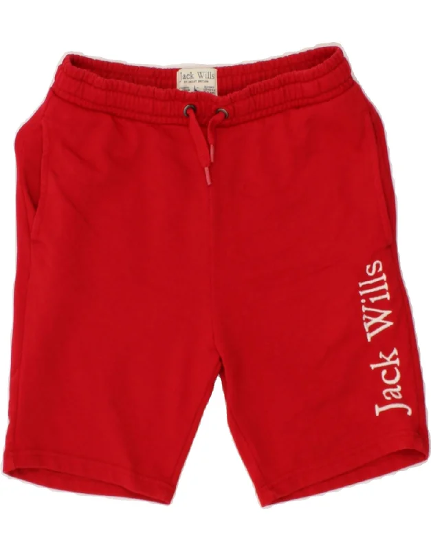 JACK WILLS Boys Graphic Sport Shorts 12-13 Years Red Cotton