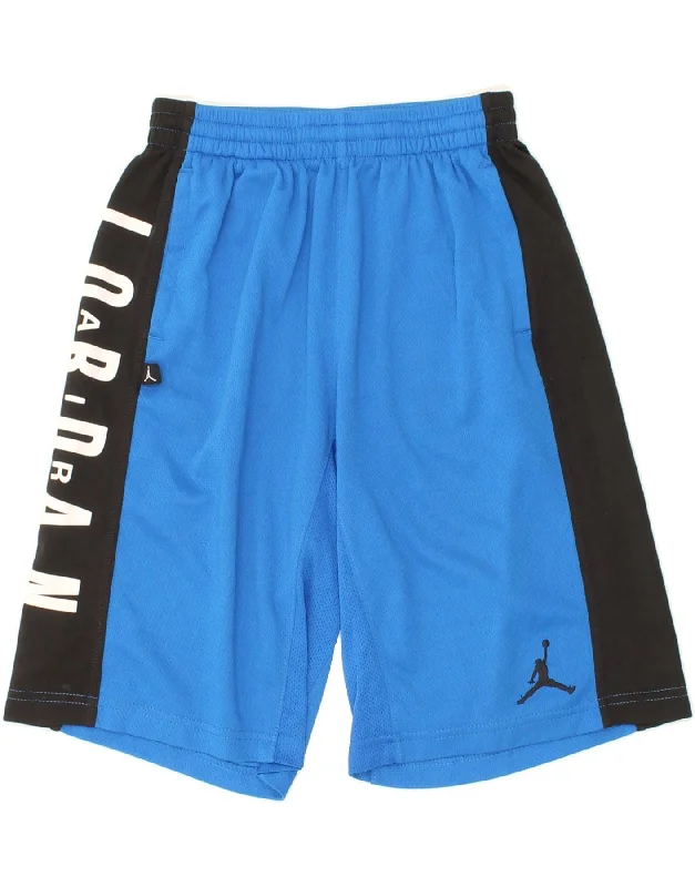 JORDAN Boys Dri Fit Graphic Sport Shorts 12-13 Years Large Blue