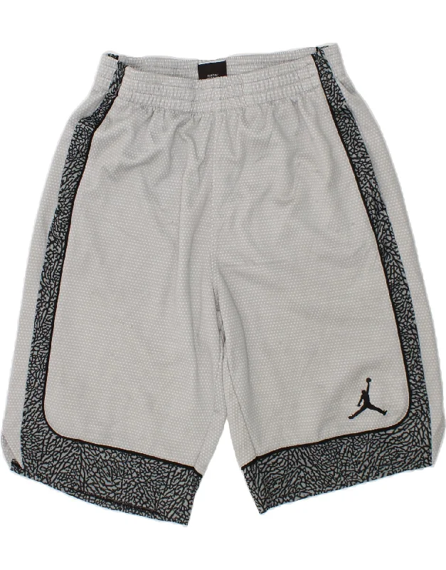 JORDAN Boys Dri Fit Sport Shorts 12-13 Years Large Grey Colourblock