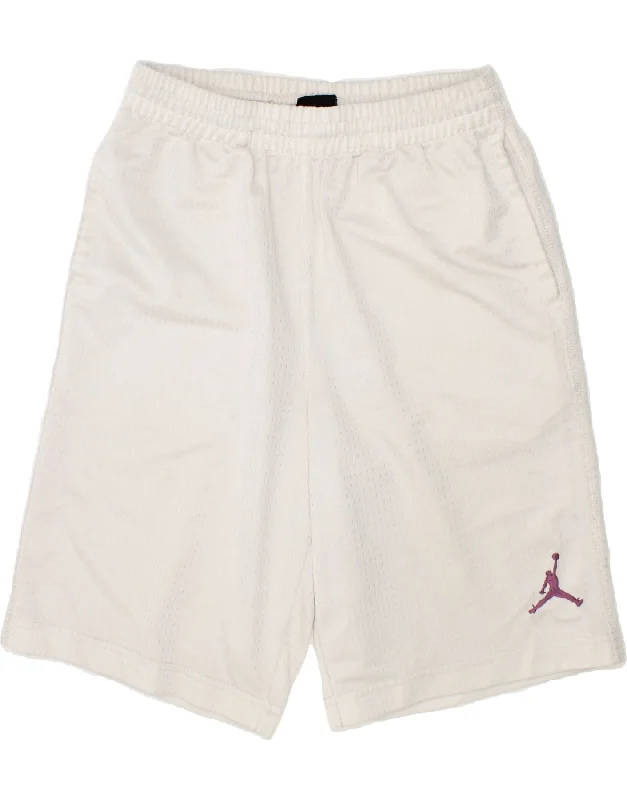 JORDAN Boys Sport Shorts 12-13 Years Large White Polyester