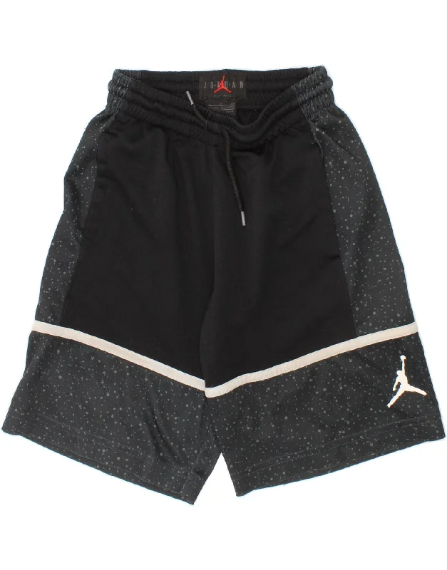 JORDAN Boys Sport Shorts 8-9 Years Small Black Colourblock Polyester