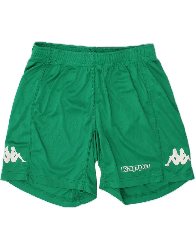 KAPPA Boys Graphic Sport Shorts 7-8 Years Green Polyester