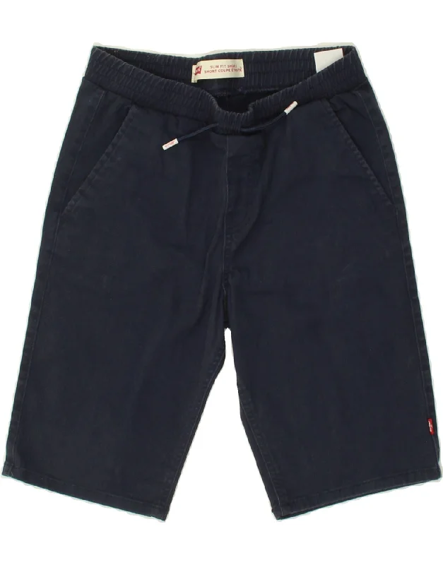 LEVI'S Boys Slim Fit Chino Shorts 10-11 Years Large W24  Navy Blue Cotton