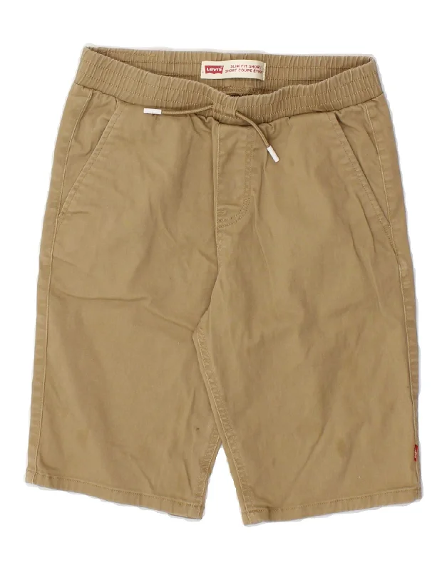 LEVI'S Boys Slim Fit Chino Shorts 10-11 Years Large W26 Beige Cotton