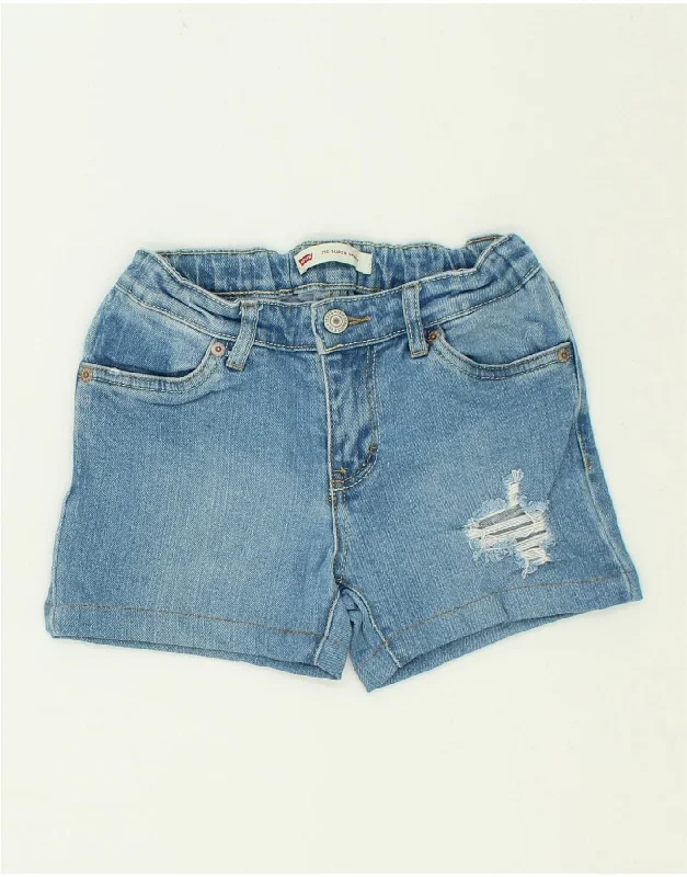 LEVI'S Girls 710 Distressed Skinny Denim Shorts 11-12 Years W22 Blue