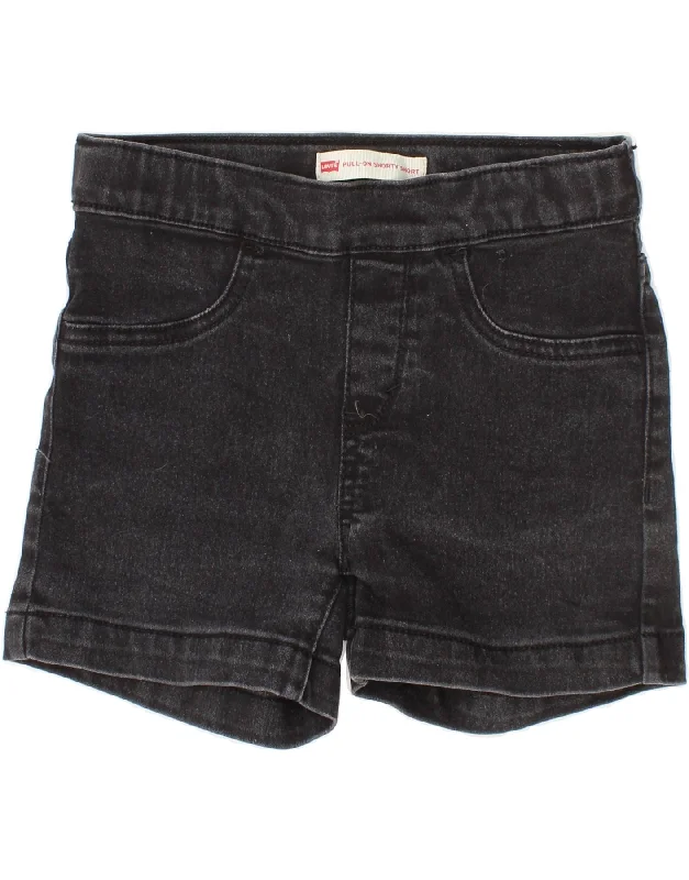 LEVI'S Girls Denim Shorts 6-7 Years W22 Black