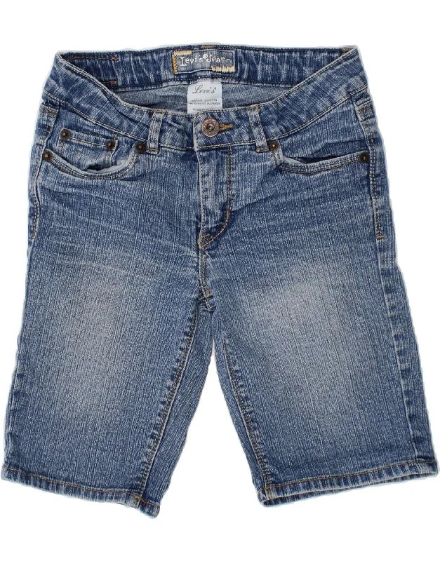 LEVI'S Girls Denim Shorts 9-10 Years W24 Blue Ramie