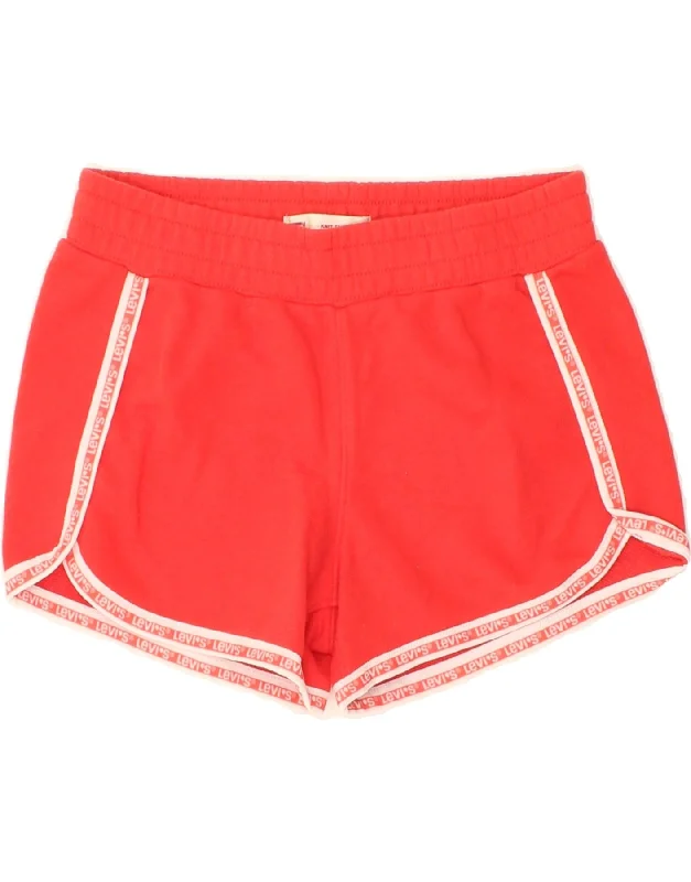 LEVI'S Girls Graphic Sport Shorts 13-14 Years Red Cotton