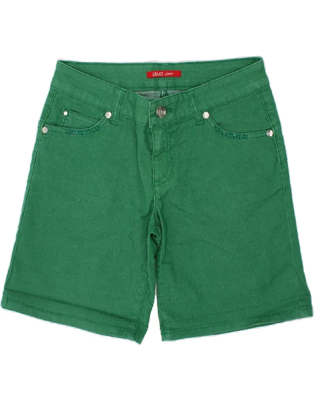 LIU JO Girls Denim Shorts 15-16 Years W28  Green Cotton