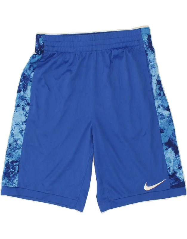 NIKE Boys Dri Fit Graphic Sport Shorts 12-13 Years Large  Blue Colourblock