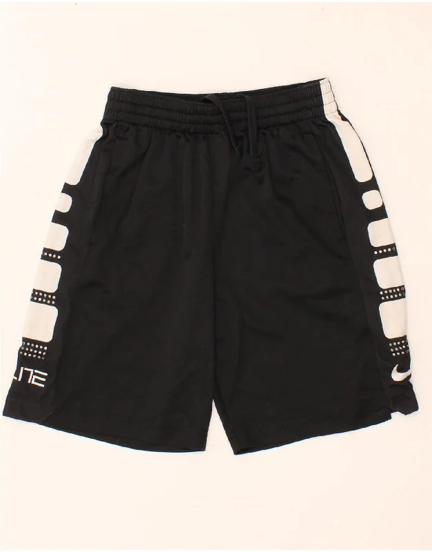 NIKE Boys Dri Fit Sport Shorts 10-11 Years Medium Black Colourblock