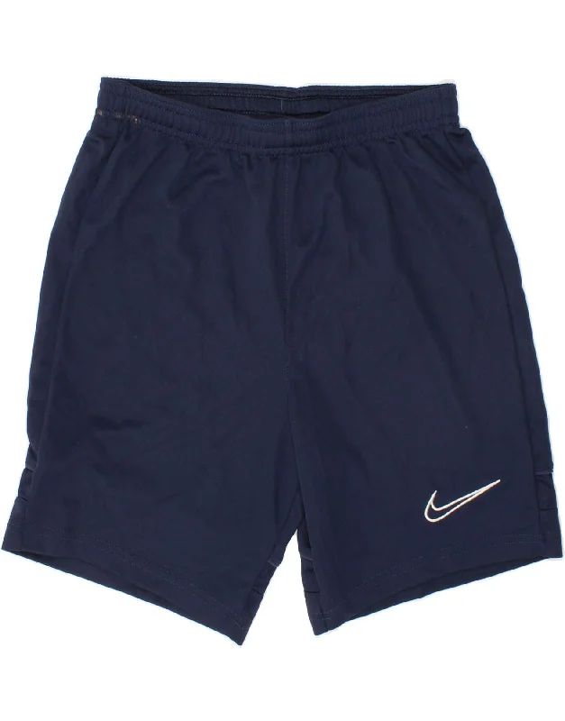 NIKE Boys Dri Fit Sport Shorts 10-11 Years Medium Navy Blue Polyester