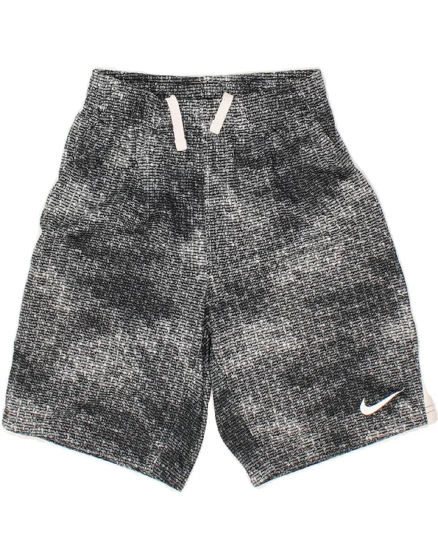 NIKE Boys Dri Fit Sport Shorts 12-13 Years Large Grey Tie Dye Polyester