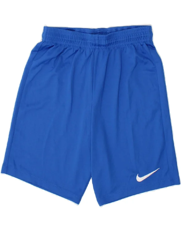 NIKE Boys Dri Fit Sport Shorts 8-9 Years Small Blue Polyester