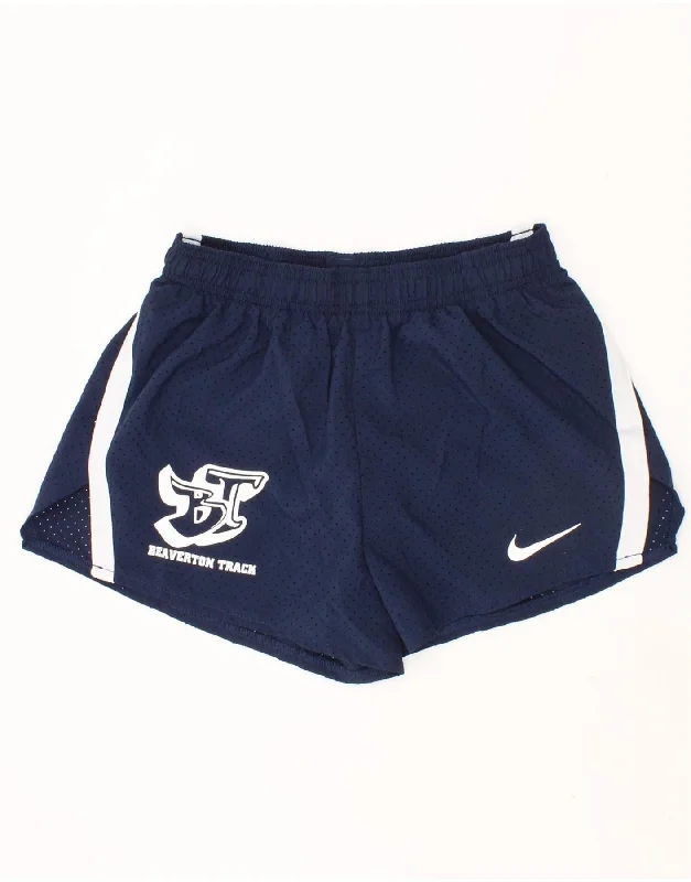 NIKE Boys Graphic Sport Shorts 10-11 Years Medium Navy Blue Colourblock