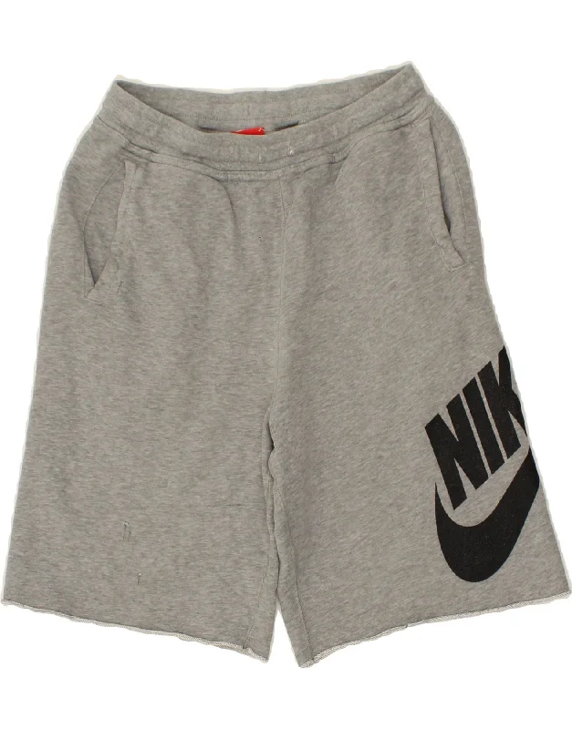 NIKE Boys Graphic Sport Shorts 13-14 Years XL Grey Cotton