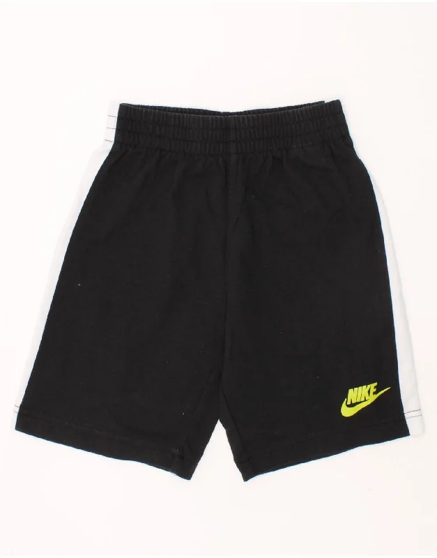 NIKE Boys Sport Shorts 6-7 Years Large Black Colourblock Cotton