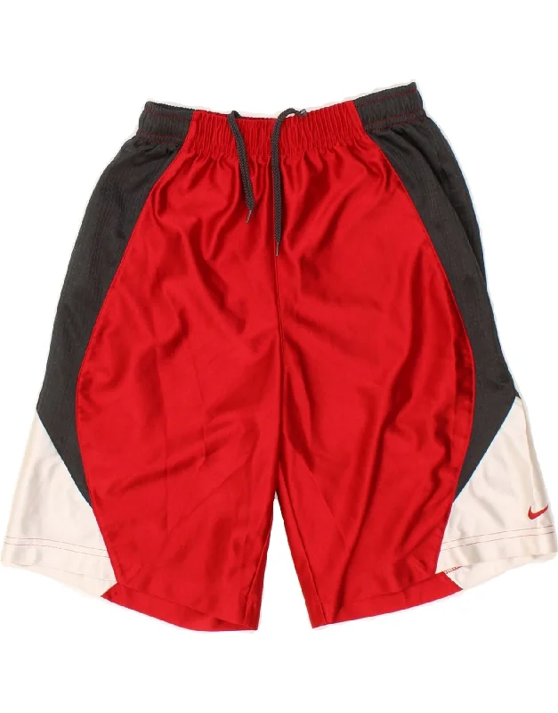 NIKE Boys Sport Shorts 7-8 Years Small Red Colourblock Polyester