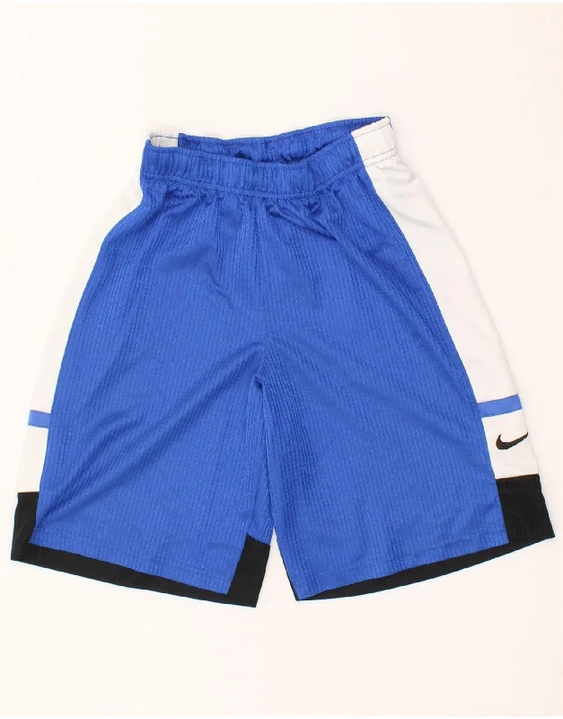 NIKE Boys Sport Shorts 8-9 Years Small Blue Colourblock Polyester