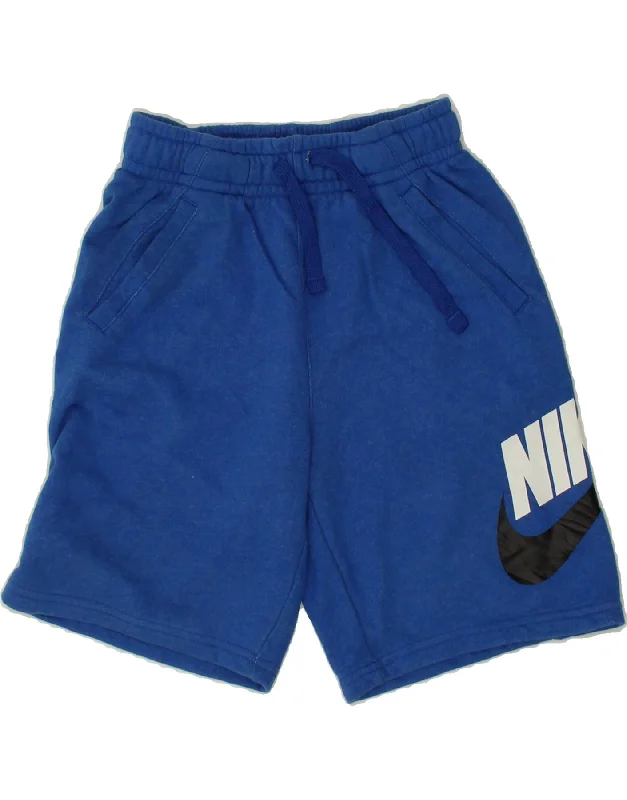 NIKE Boys Standard Fit Graphic Sport Shorts 10-11 Years Medium Blue Cotton