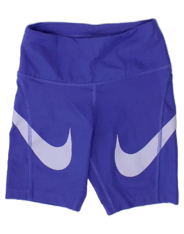 NIKE Girls Dri Fit Graphic Sport Shorts 5-6 Years XS Purple Polyester