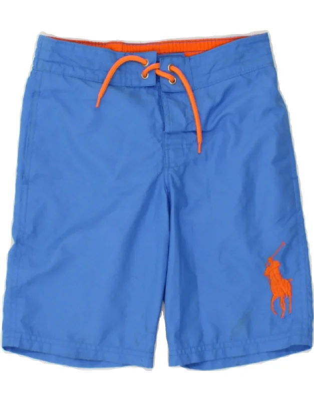 POLO RALPH LAUREN Boys Swimming Shorts 7-8 Years Small  Blue Polyester