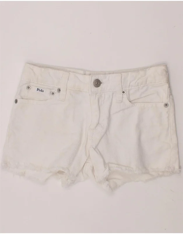 POLO RALPH LAUREN Girls Denim Shorts 7-8 Years W24  White Cotton