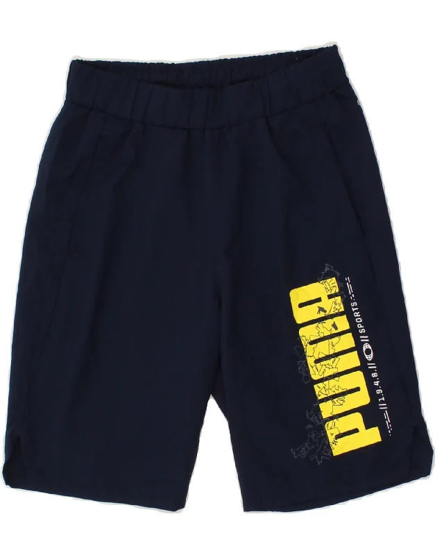 PUMA Boys Graphic Sport Shorts 11-12 Years Navy Blue