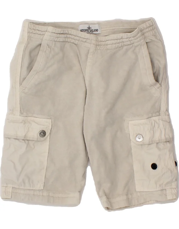 STONE ISLAND Boys Cargo Shorts 7-8 Years W22 Off White Cotton