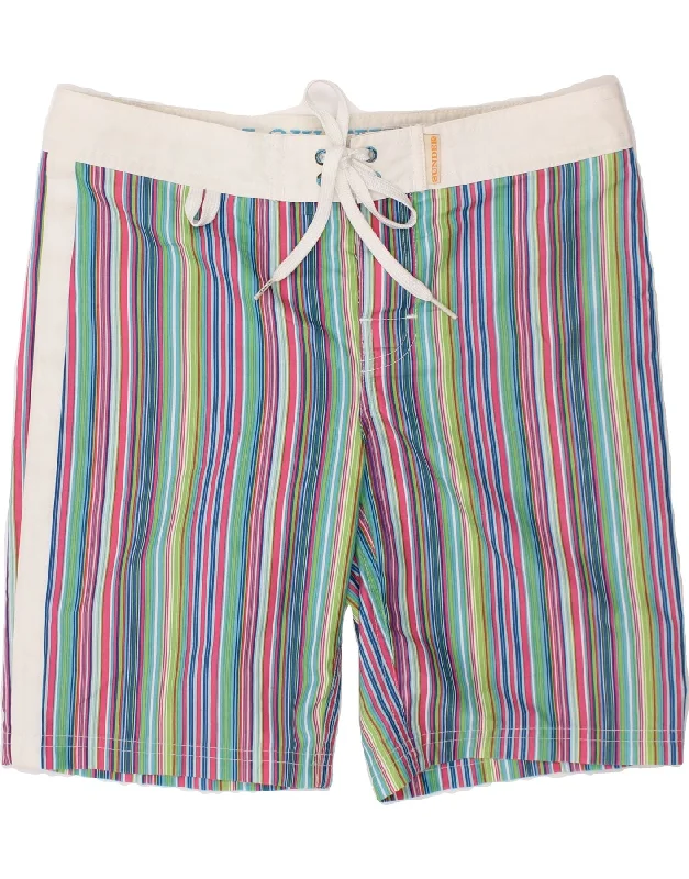 SUNDEK Boys Swimming Shorts 11-12 Years Multicoloured Pinstripe Polyester