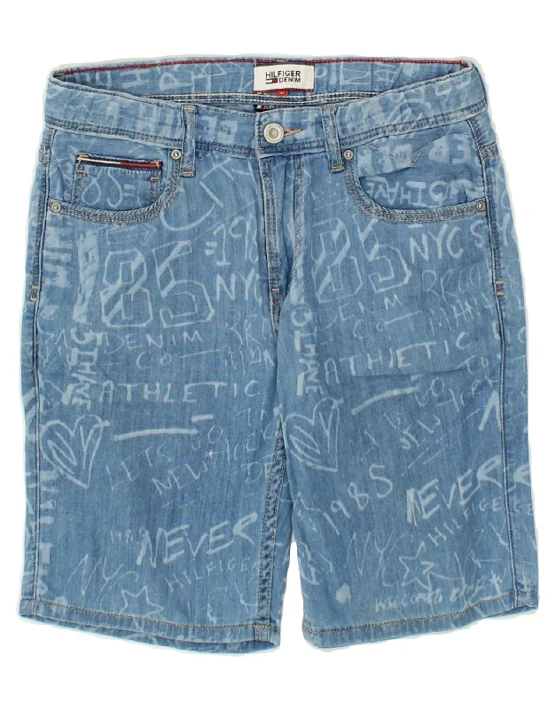 TOMMY HILFIGER Boys Graphic Denim Shorts 11-12 Years W26 Blue Cotton