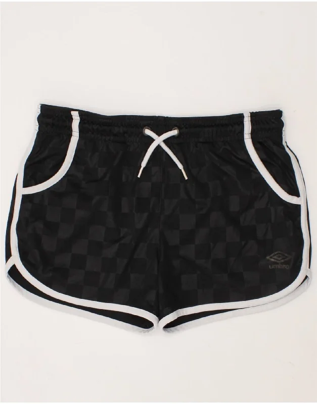 UMBRO Girls Sport Shorts 10-11 Years Large Black Geometric Polyester