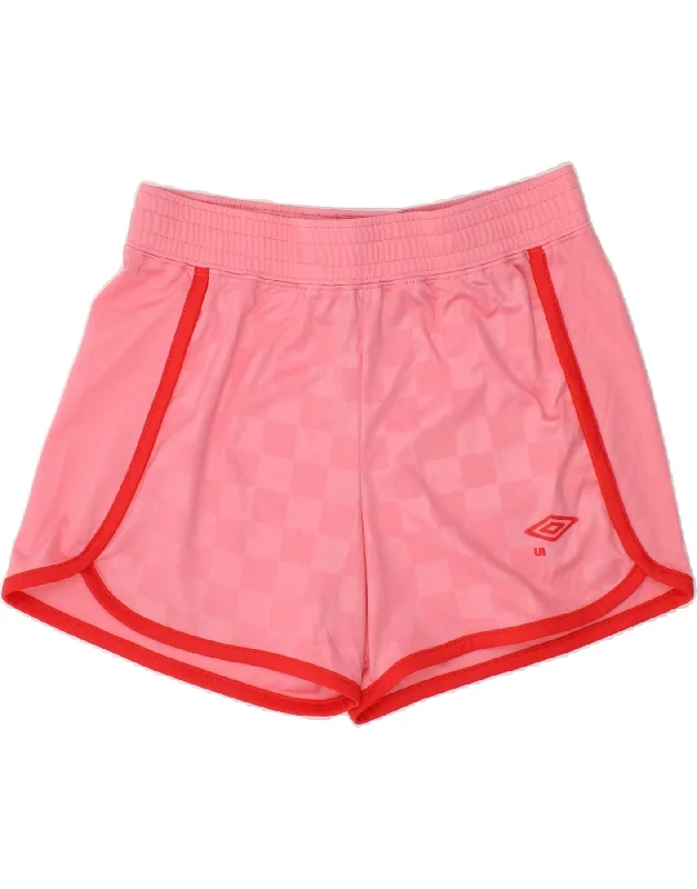 UMBRO Girls Sport Shorts 10-11 Years Large Pink Geometric Polyester