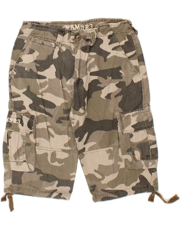 VINTAGE Boys Cargo Shorts 15-16 Years XL W30  Grey Camouflage Cotton