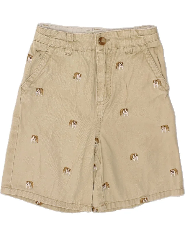 VINTAGE Boys Chino Shorts 3-4 Years W20 Beige Animal Print Cotton