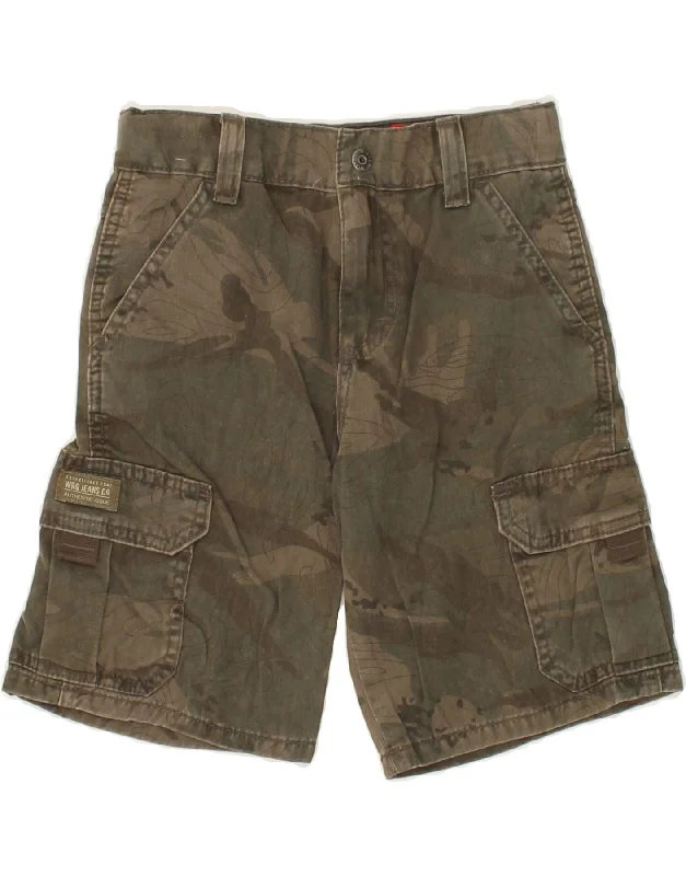 WRANGLER Boys Cargo Shorts 6-7 Years W24 Khaki Camouflage Cotton