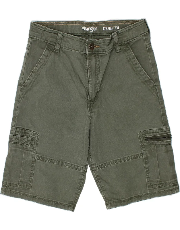 WRANGLER Boys Straight Fit Cargo Shorts 13-14 Years W28 Green Cotton