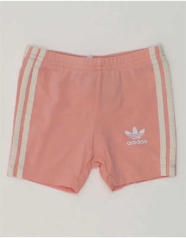 ADIDAS Baby Girls Graphic Sport Shorts 6-9 Months Pink Cotton