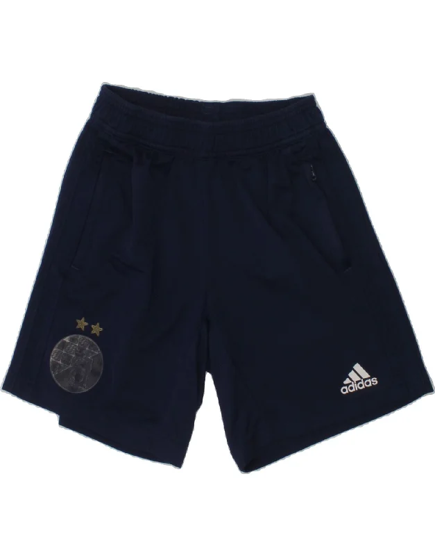 ADIDAS Boys Climacool Graphic Sport Shorts 9-10 Years Navy Blue Polyester