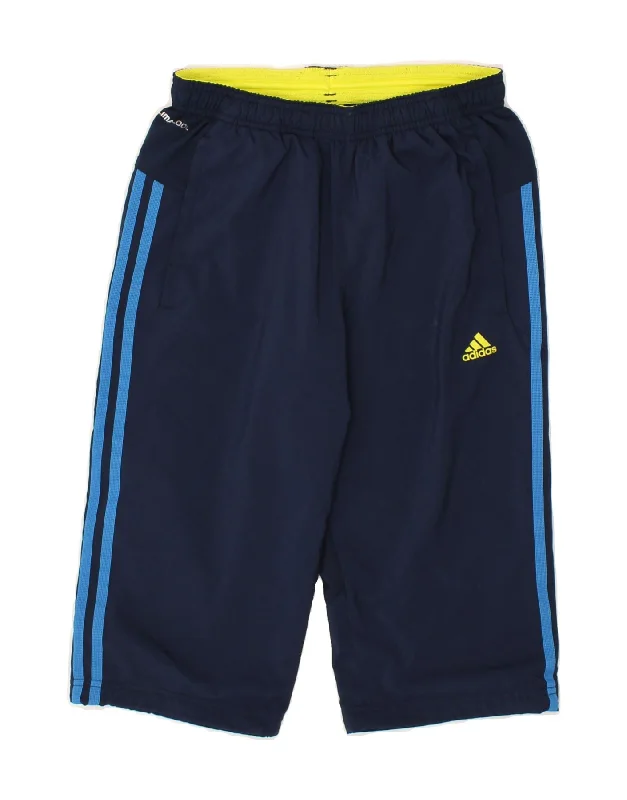 ADIDAS Boys Climacool Sport Shorts 13-14 Years Navy Blue Polyester