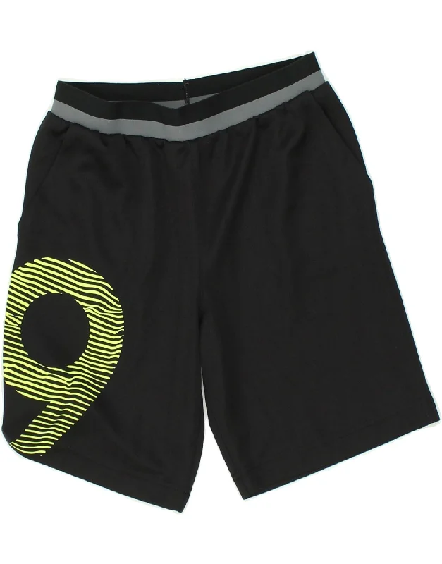 ADIDAS Boys Climalite Graphic Sport Shorts 11-12 Years Black Polyester