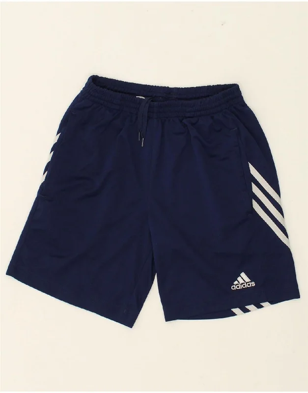 ADIDAS Boys Climalite Graphic Sport Shorts 11-12 Years Large Navy Blue