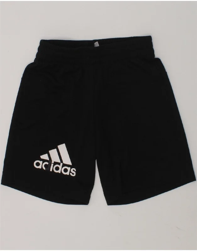 ADIDAS Boys Climalite Graphic Sport Shorts 4-5 Years Black Polyester