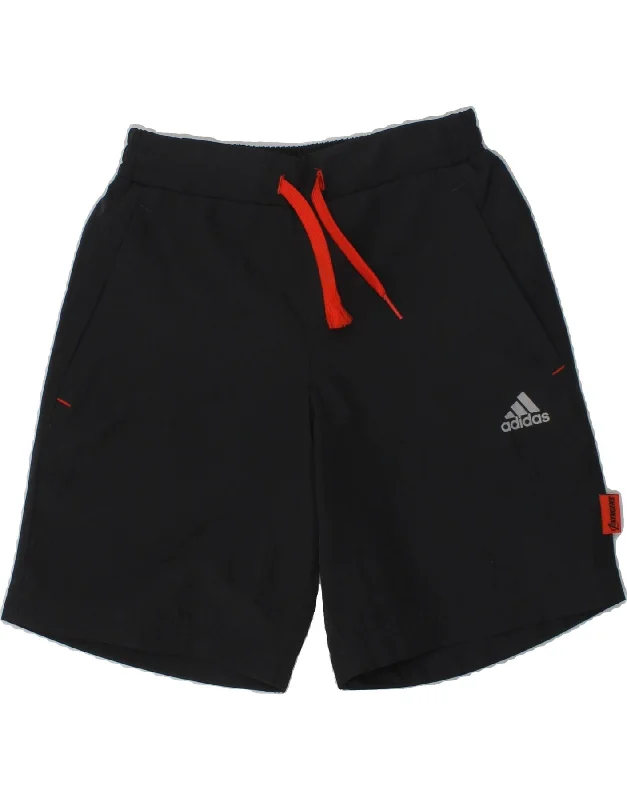 ADIDAS Boys Climalite Graphic Sport Shorts 6-7 Years Grey Polyester