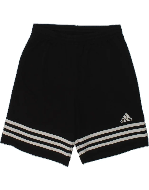 ADIDAS Boys Climalite Sport Shorts 11-12 Years Black Polyester