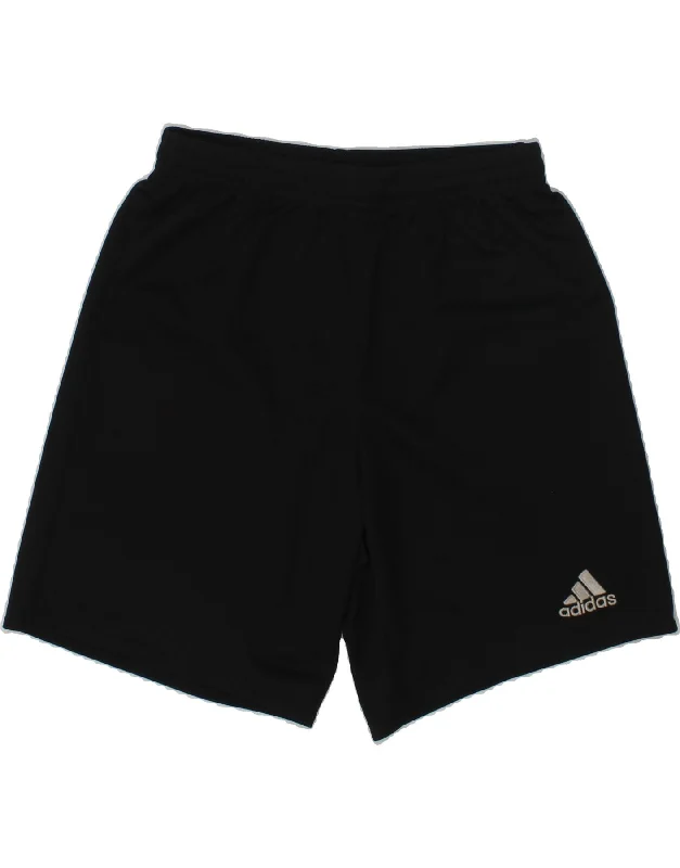 ADIDAS Boys Climalite Sport Shorts 11-12 Years Black Polyester